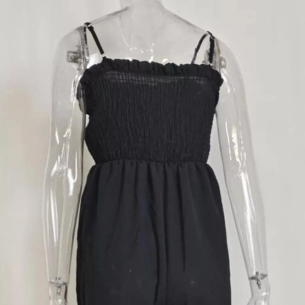 Fashionable Smocked Tube Wide Leg Jumpsuit