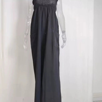 Fashionable Smocked Tube Wide Leg Jumpsuit