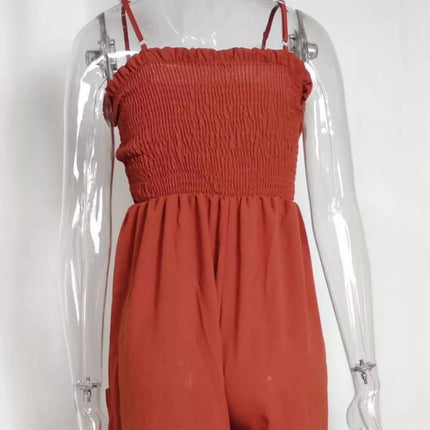 Fashionable Smocked Tube Wide Leg Jumpsuit