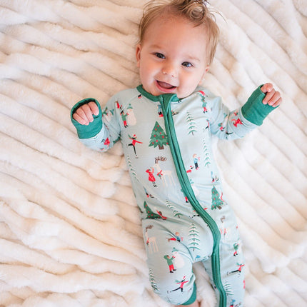 Snow Day Green (Convertible Zip Footies)