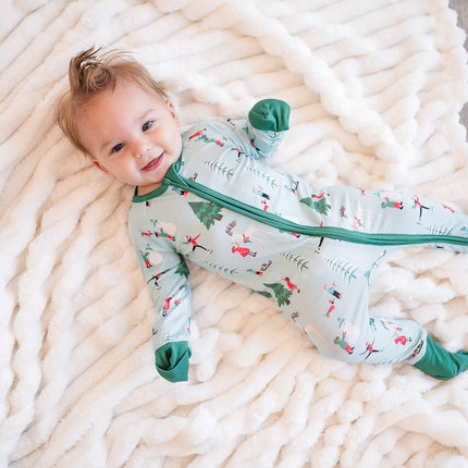 Snow Day Green (Convertible Zip Footies)