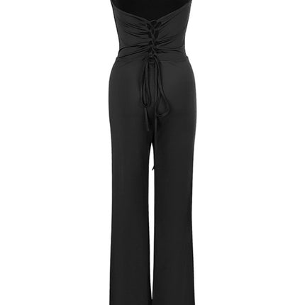 Strapless Fashion Lace-Up Back Jumpsuit