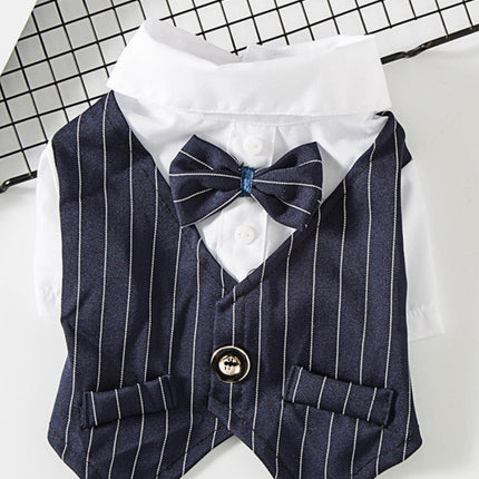 Stylish Striped Bow Tie Pet Blazer