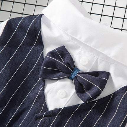 Stylish Striped Bow Tie Pet Blazer