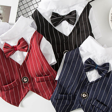 Stylish Striped Bow Tie Pet Blazer