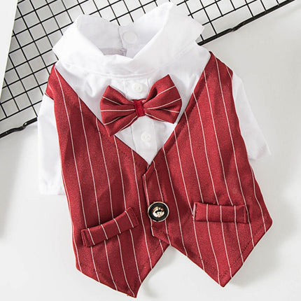 Stylish Striped Bow Tie Pet Blazer