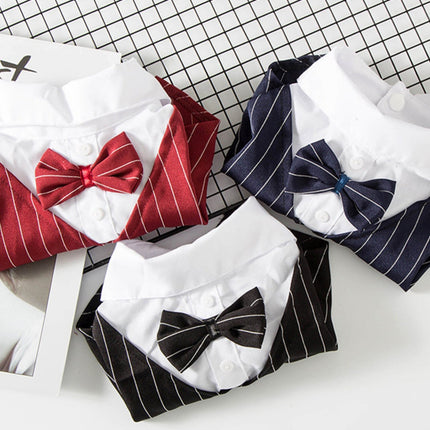 Stylish Striped Bow Tie Pet Blazer
