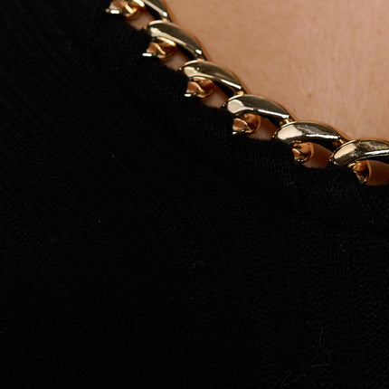 Chain Trim Ribbed Knit Dress