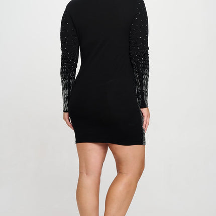 Long Sleeve Rhinestone Dress