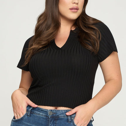 Short Sleeve Ribbed Top