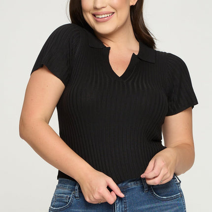 Short Sleeve Ribbed Top