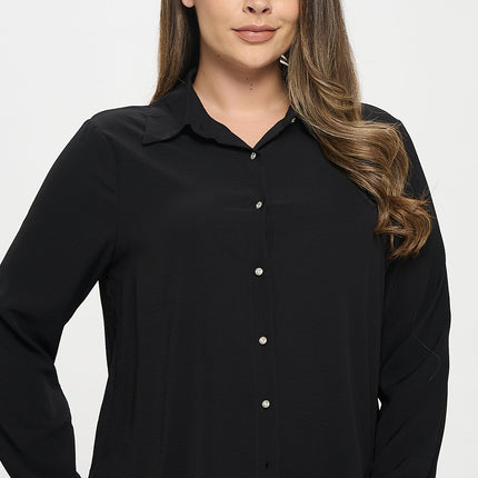 Collared Button Down Long Sleeve Top