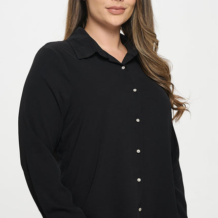 Collared Button Down Long Sleeve Top