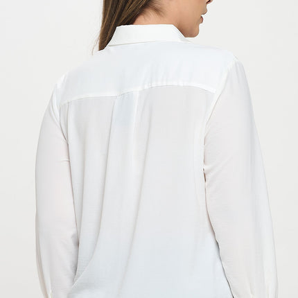 Collared Button Down Long Sleeve Top