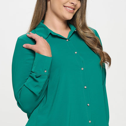 Collared Button Down Long Sleeve Top