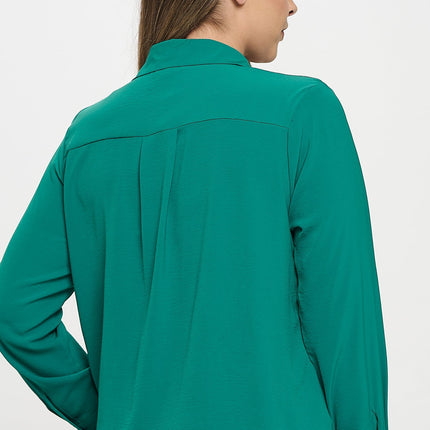 Collared Button Down Long Sleeve Top