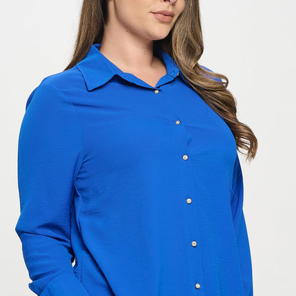 Collared Button Down Long Sleeve Top