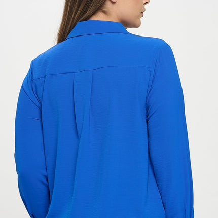 Collared Button Down Long Sleeve Top