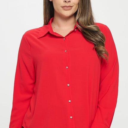 Collared Button Down Long Sleeve Top