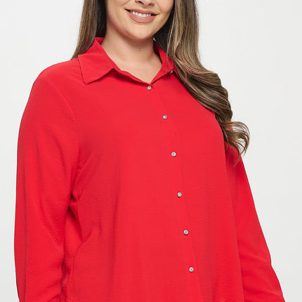 Collared Button Down Long Sleeve Top