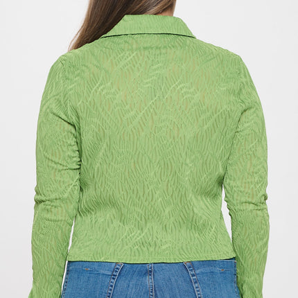 Solid Textured Long Sleeve Top