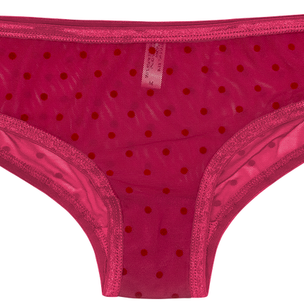 Polka Dot Mesh Bikini with Satin Trim