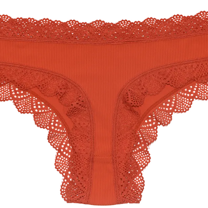 Pretty Red Lace-Trim Thong – Silky & Flattering S–XL
