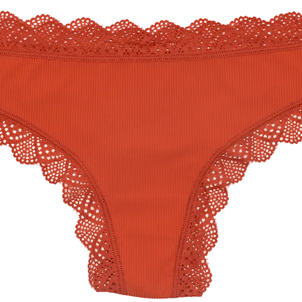 Pretty Red Lace-Trim Thong – Silky & Flattering S–XL