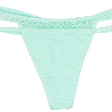 Strappy Thong with Mesh and Lace Detail