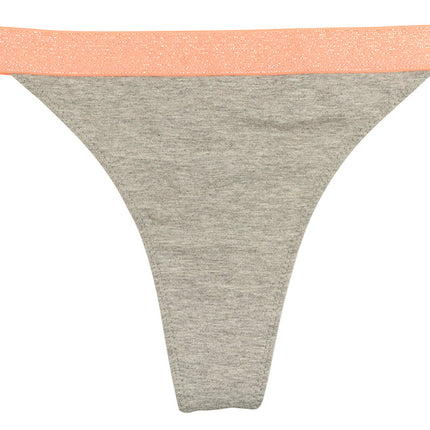High Waist Cotton Thong with Shimmer Elastic
