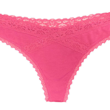 Modal Thong featuring Crossed Lace Trim