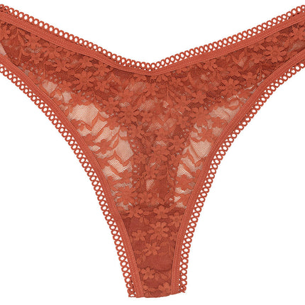 High Leg Daisy Lace Thong with Picot Trim