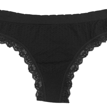 Scalloped Dot and Lace Seamless Tag Free Thong