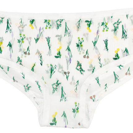 White Mesh Hipster with Green Ditsy Floral – Comfy Fit XS–2X
