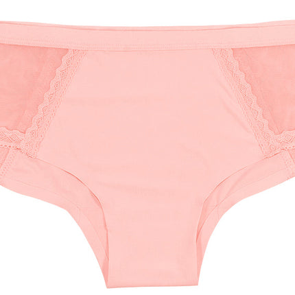 Pink Laser Cut Hipster With Mesh and Lace