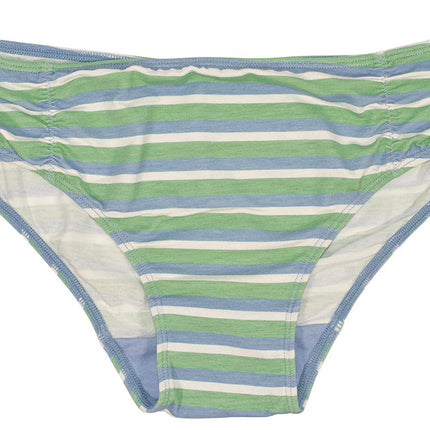 Blue and Green Striped Modal Bikini with Ruching