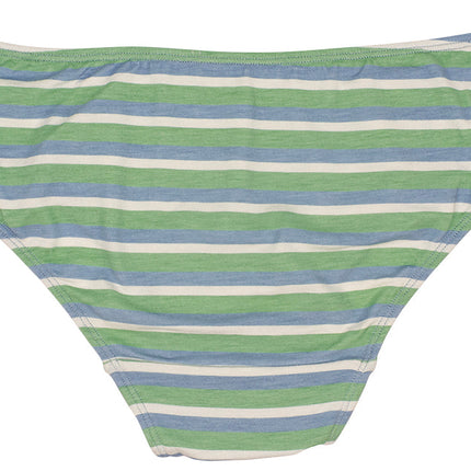Blue and Green Striped Modal Bikini with Ruching