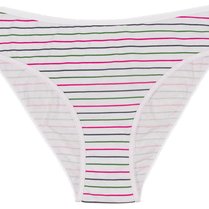 Printed Cotton High Waist Bikini with Picot Trim