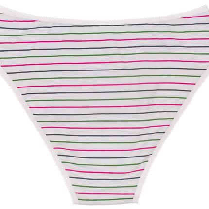 Printed Cotton High Waist Bikini with Picot Trim