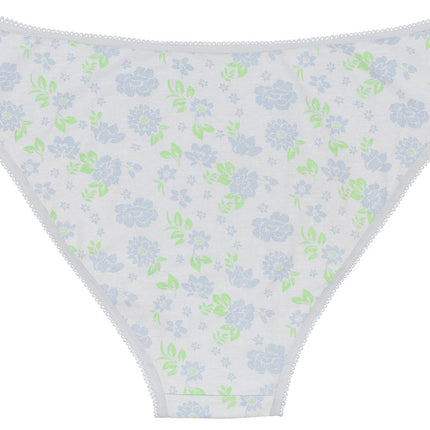 Printed Cotton High Waist Bikini with Picot Trim