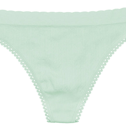 Seamless Textured Thong with Picot Trim