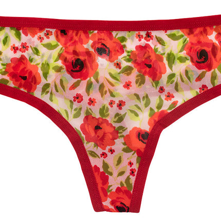 Winter Floral Mesh Thong – Sheer Comfort XS–3X