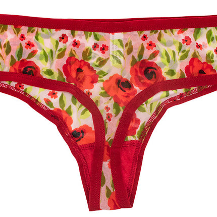Winter Floral Mesh Thong – Sheer Comfort XS–3X