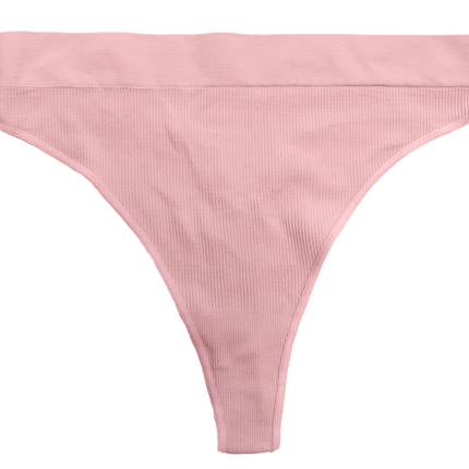Seamless High Leg Ribbed Tag Free Thong