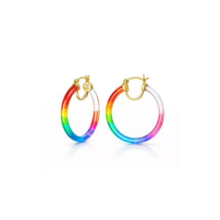 PRIDE Rainbow Tie Dye Lucite Thin Hoops