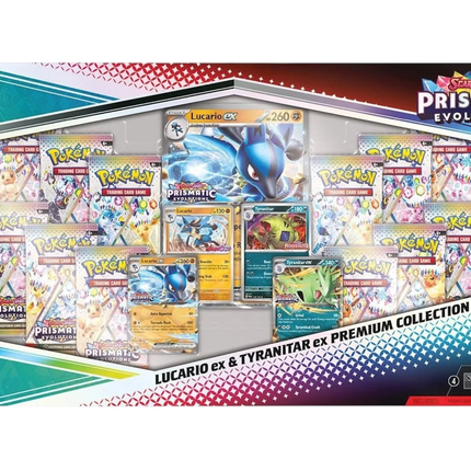 2025 Pokémon Scarlet & Violet Prismatic Evolutions Lucario ex & Tyranitar ex Premium Collection