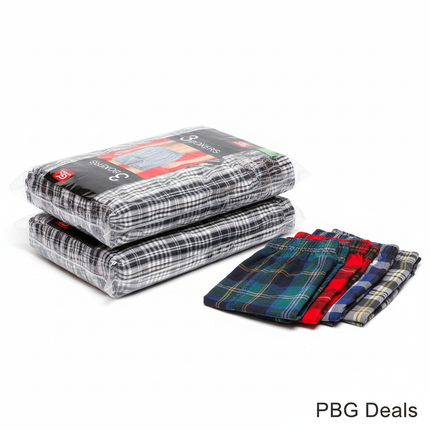 Men's Tartan Plaid Boxer Shorts 6 Pack Cotton Blend Moisture Wicking S-4XL