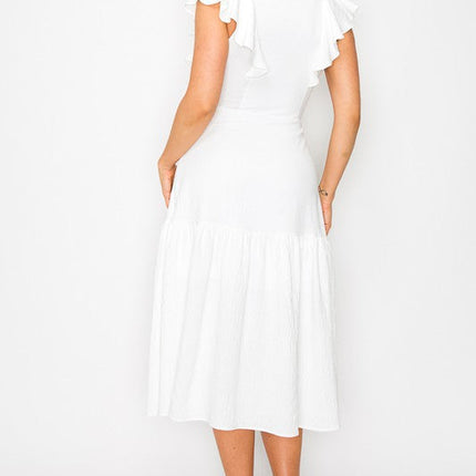 Long Dress With Short Ruffle Sleeves