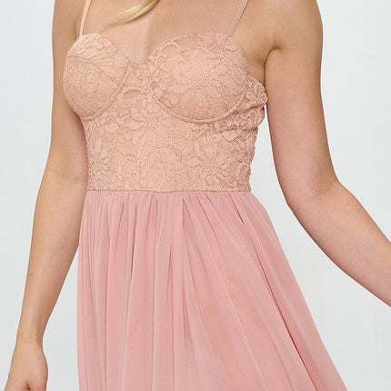 Lace Detail Bustier Floor Length Maxi Dress