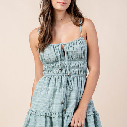 JACQUARD NYLON RAYON MINI DRESS